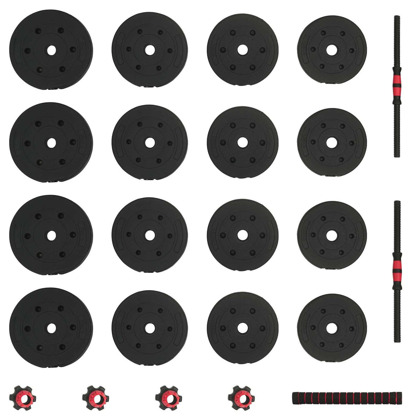 2-in-1 Hantelset 30kg Schwarz und Rot Zement und Eisensand