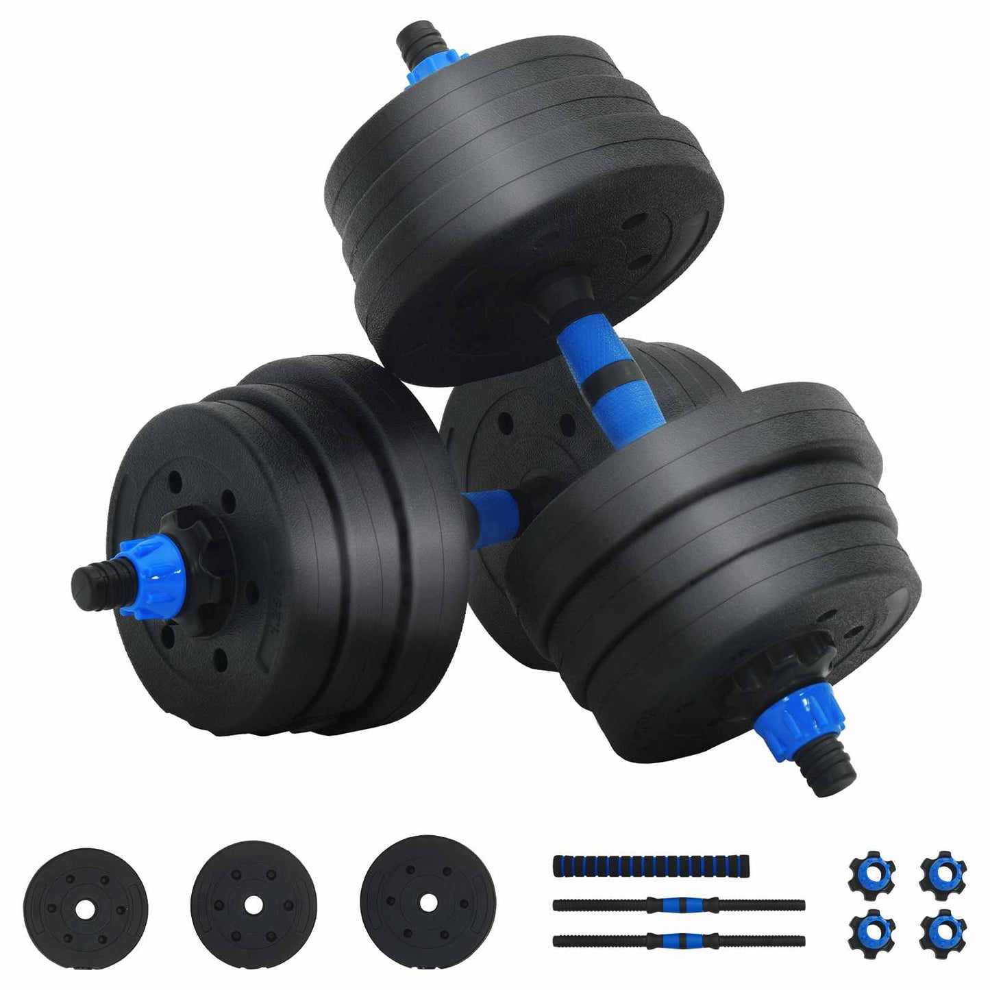 2-in-1 Kurzhantel Langhantel Set 20kg 20kg Schwarz und Blau