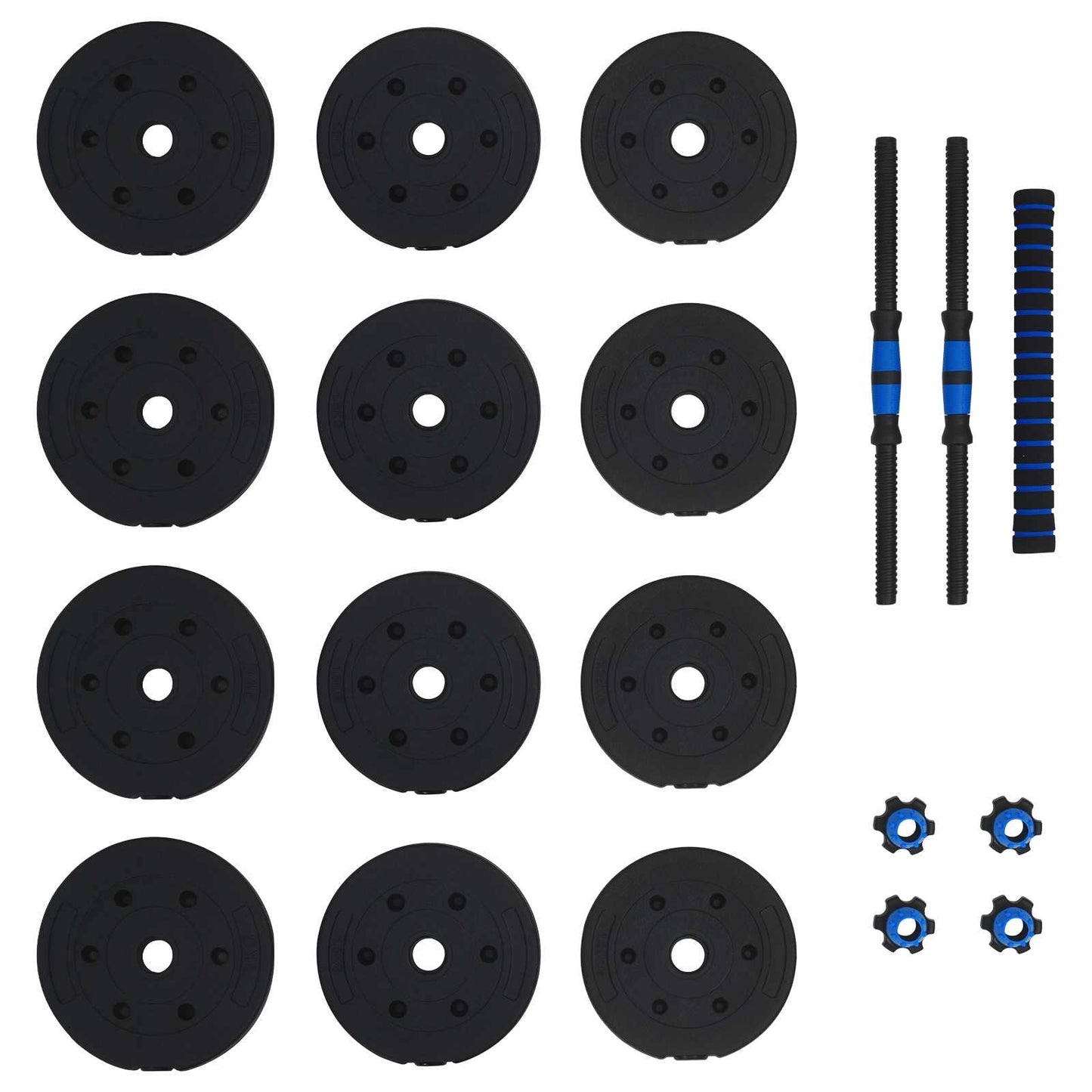 2-in-1 Kurzhantel Langhantel Set 20kg 20kg Schwarz und Blau